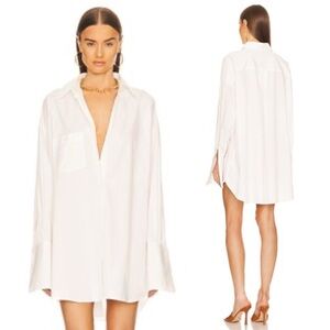 Helsa Cotton Poplin Oversized Shirt in White One Size